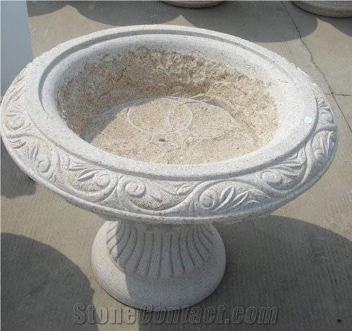 Light Grey Granite Outdoor Exterior Landscaping Flower Pot Planter Flower Stand