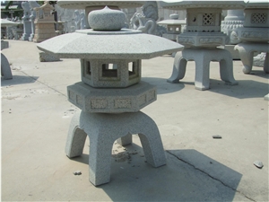 Rokkaku Yukimi Lantern,Fine Temple Grey Granite,Japanese Lanterns, Garden Lanterns