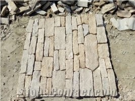 Yellow Quartzite Stacked Cultured Stone Veneer, Brick Stacked Stone, Wall Stone, Corner Stone