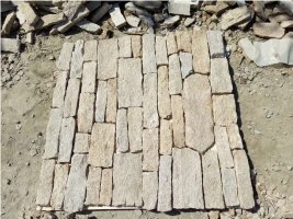 Yellow Quartzite Stacked Cultured Stone Veneer, Brick Stacked Stone, Wall Stone, Corner Stone