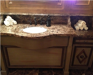 Marron Emperador 2cm Flat Edge Bathroom Vanity Top Marron Emperador 2cm Flat Edge Bathroom Vanity Top
