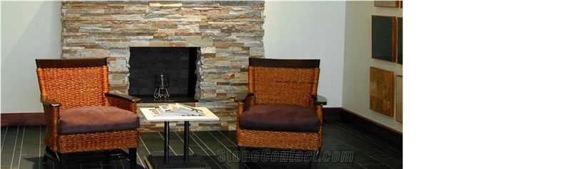 Natural Stone Panels Modern Fireplace Design
