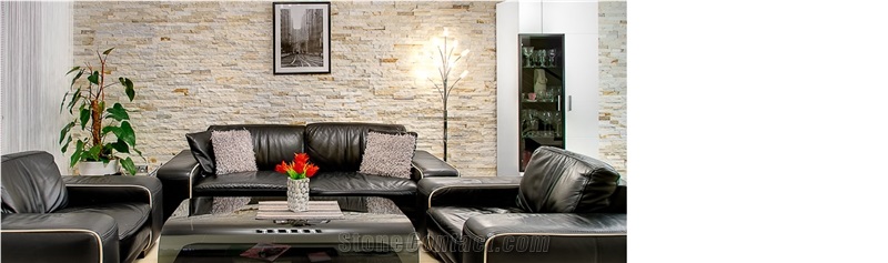 Natural Stone Panels Modern Fireplace Design