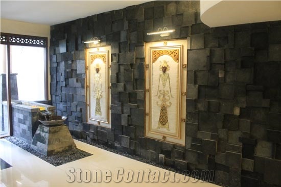 Black Volcanic Lava Stone Tiles, Black Lava Stone Floor Tiles, Black Lava Stone Wall Tiles, Pedra Hitam Palimanan Preta Verde Preço, Pedra Batu Hitam