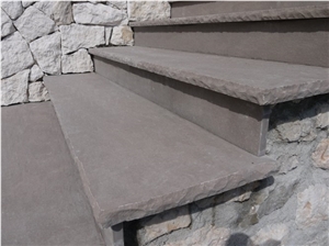 Jaipur B Dark Quartzite Steps and Risers, Grey Quartzite Stairs, Stair Risers