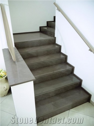 Jaipur B Dark Quartzite Steps and Risers, Grey Quartzite Stairs, Stair Risers