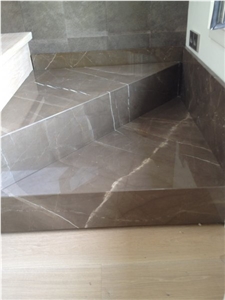 Bronze Armani and Crema Royal Marble Interior Stair Decoration