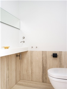 Travertino Platino Bathroom Niche, Bathroom Design, Floor and Wall Application