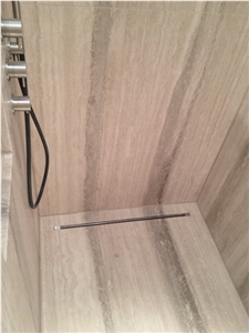 Travertino Platino Bathroom Niche, Bathroom Design, Floor and Wall Application