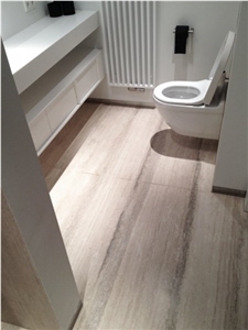 Travertino Platino Bathroom Niche, Bathroom Design, Floor and Wall Application