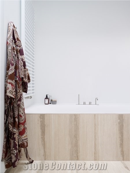 Travertino Platino Bathtub Surround
