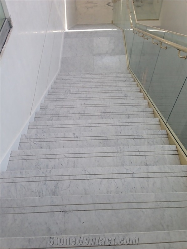 Bianco Carrara Extra Marble Staircase