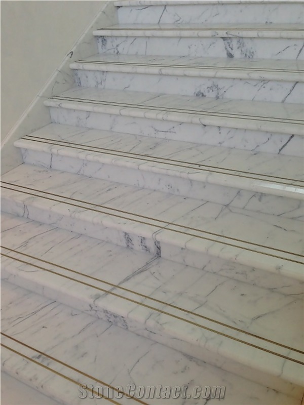 Bianco Carrara Extra Marble Staircase
