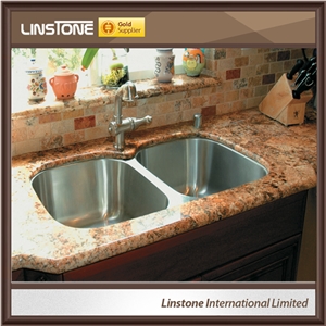Polished Surface Juparana Bordeaux Granite Kitchen Countertops