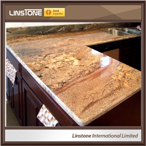 Polished Surface Juparana Bordeaux Granite Kitchen Countertops
