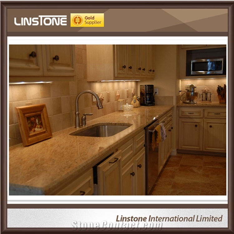 Polished Surface Kashmir Gold Granite Kitchen Countertops