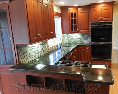 Uba Tuba Green Granite Kitchen Top with Pencil Edge
