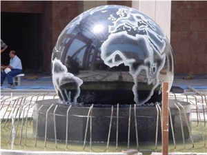 Black Granite Floating Globe Fountain