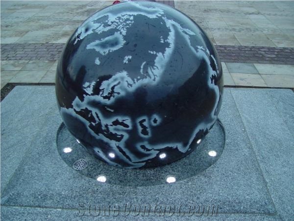 Black Granite Floating Globe Fountain