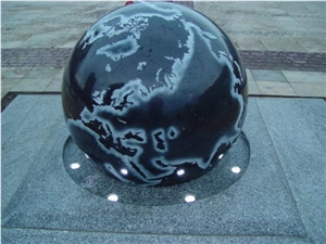 Black Granite Floating Globe Fountain