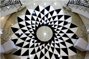 White Marble Waterjet Inlays Medallion