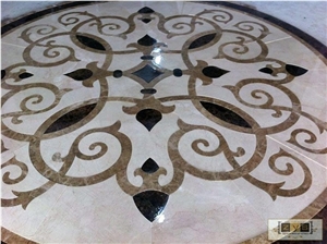 White Marble Waterjet Inlays Medallion