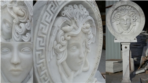 Mugla White Marble Carved Medusa Relief