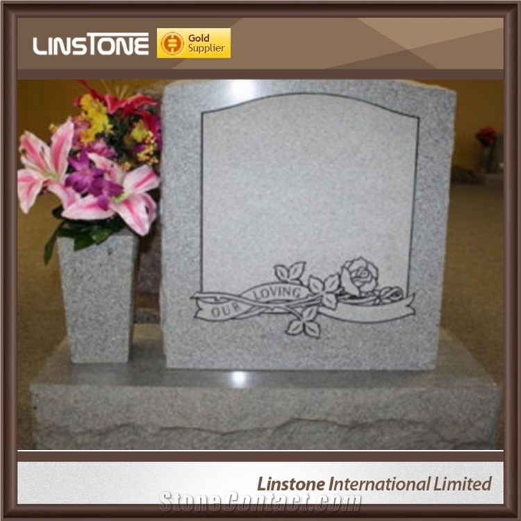 Custom Designs Flower Carving Tombstone Headstone