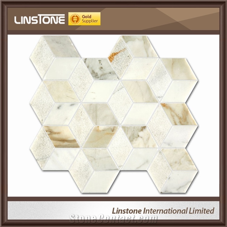 Luxury Cheap Polished White Marble Hexagon Stone 3d Mosaic