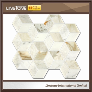 Luxury Cheap Polished White Marble Hexagon Stone 3d Mosaic