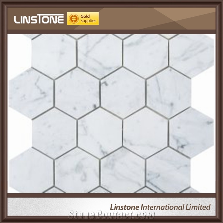 Luxury Cheap Polished White Marble Hexagon Stone 3d Mosaic