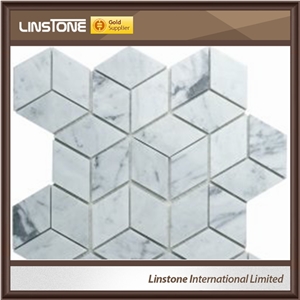 Luxury Cheap Polished White Marble Hexagon Stone 3d Mosaic