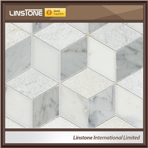 Luxury Cheap Polished White Marble Hexagon Stone 3d Mosaic