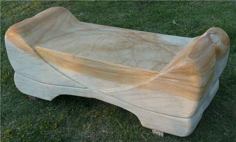 Golden Dawn Sandstone Carved Bench