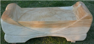 Golden Dawn Sandstone Carved Bench