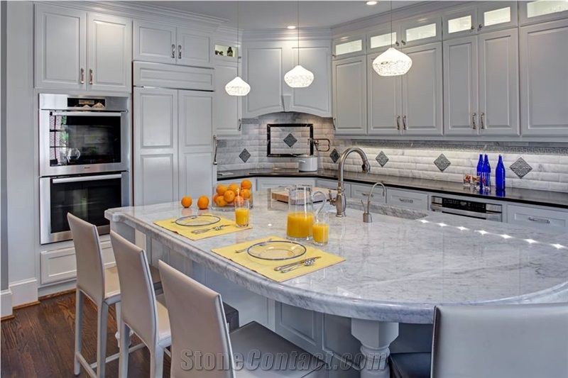 Bianco Venato Marble Kitchen Countertop