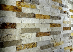 Silver Travertine Split Face Mosaics, Grey Travertine Cultured Stone for Wall Cladding