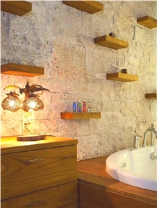 Silver Travertine Split Face Mosaics, Grey Travertine Cultured Stone for Wall Cladding