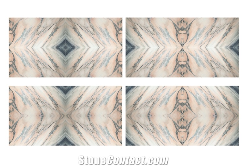 Tiger Skin Bookmatch Marble Tiles & Slabs, Pink Polished Marble Floor Covering Tiles, Walling Tiles