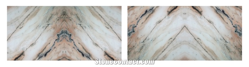 Tiger Skin Bookmatch Marble Tiles & Slabs, Pink Polished Marble Floor Covering Tiles, Walling Tiles