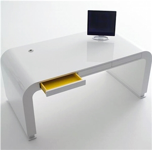 Man Made Stone Modern Curved Office Desk Executive Office Furniture
