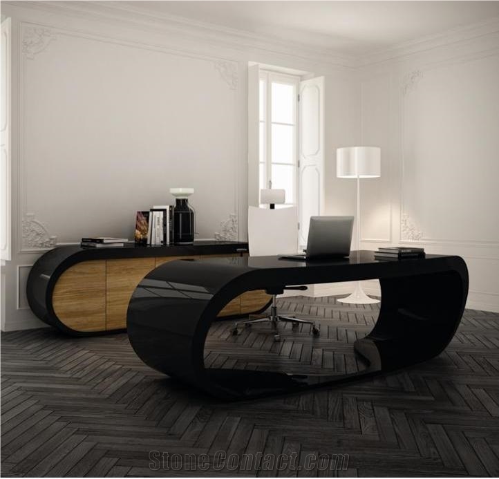 Man Made Stone Modern Curved Office Desk Executive Office Furniture