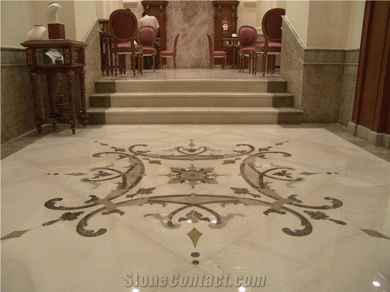 Beige Marble Waterjet Floor Pattern
