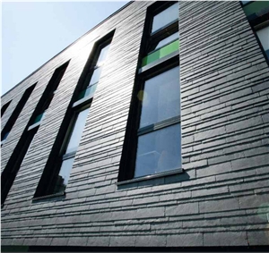 Dark Grey Slate Strip Cut Wall Cladding Panels