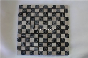 Black Wood Vein Marble,Rosewood Grain Black Marble,Wooden Black Marble,Black Forest Marble Polished 23*23mm Marble Mosaic for Wall,Floor,Bathroom,Hotel,Restaurant,Interior Decoration.