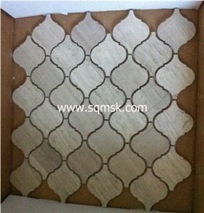 Wooden Grain Lantern Stone Mosaic Tile,Chinese Wood ,Wooden Grey,Polished 52*75mm Lantern Marble Mosaic Tile for Wall ,Floor ,Hotel,Restaurant,Bathroom,Interior Design,Decoration