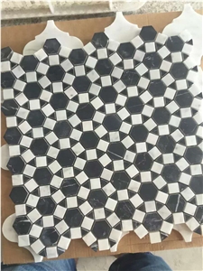 Black and White Mosaic Hexagon Mosaic for Interior Application Black and White Mosaic Hexagon Mosaic for Interior Application