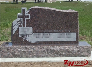 Cheap American Style Dakota Mahogany/ Indian Mahogany Granite Cross Tombstones/ Single Monuments/ Upright Monuments/ Headstones/ Headstone/ Western Style Tombstones