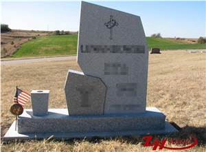 Cheap Price Polished Sesame White/ G603 Granite Unique Design Upright Tombstone Design/ Monument Design/ Western Style Tombstones/ Western Style Monuments/ Custom Monuments