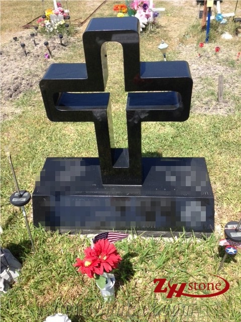 Good Qaulity Star Shaped Polished Sesame White/ G603 Granite Tombstone Design/ Western Style Tombstones/ Single Monuments/ Upright Monuments/ Headstones